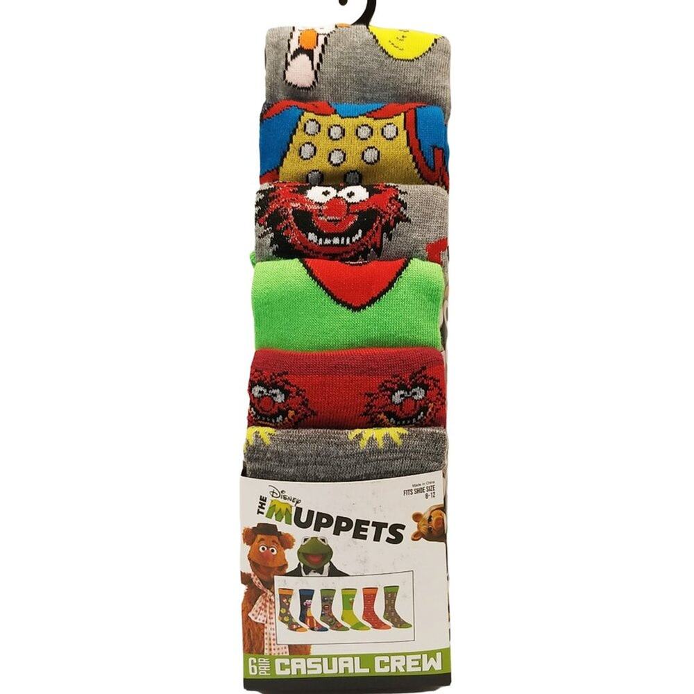 Muppets 6 Pack Casual Crew Socks